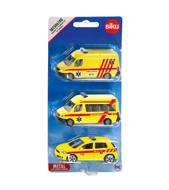 SIKU wersja czeska - zestaw mix ambulans zestaw 3 samochodów 182506100