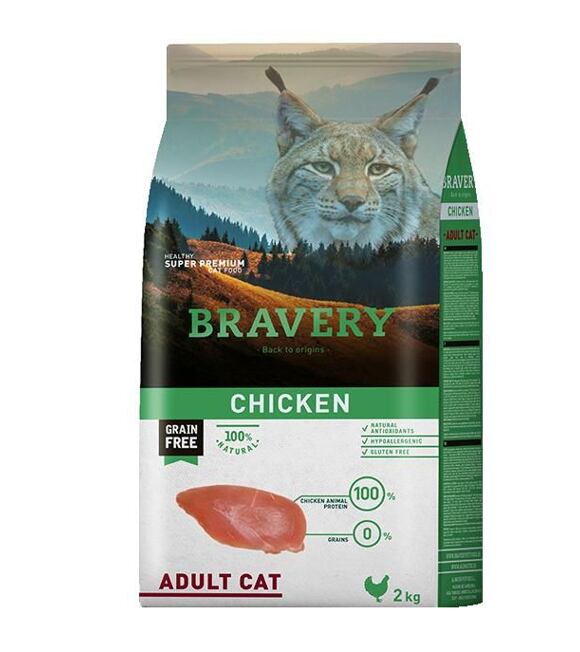 Cat ADULT Karma dla kotów 2kg - kurczak BRAVERY 2100944