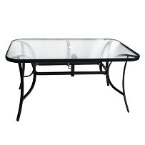 Stół ogrodowy XT1012T 150 x 90 cm - czarny z przezroczystym szkłem 1012T