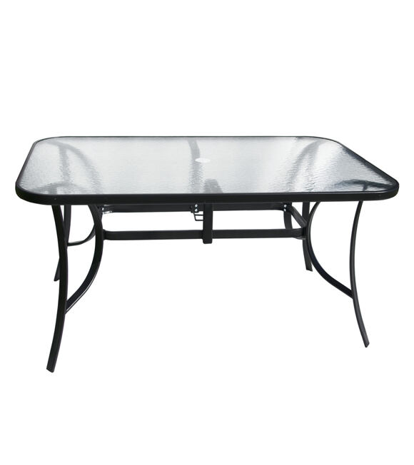 Stół ogrodowy XT1012T 150 x 90 cm - czarny z przezroczystym szkłem 1012T