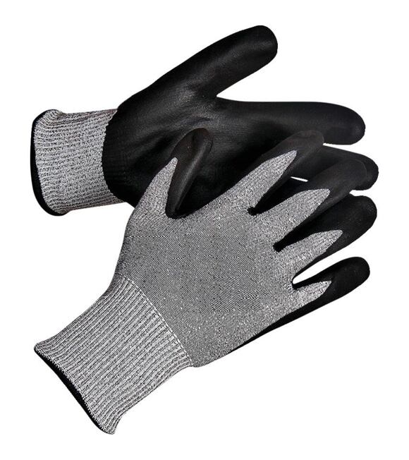 Bawełniano-poliestrowe rękawice robocze z warstwą lateksową, czarno-szare