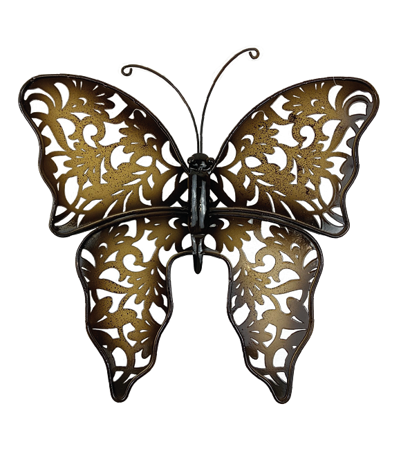 Motyl metalowy brązowo-beżowy większy 37 x 34 cm Prodex A00568