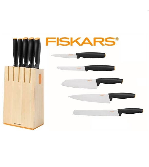 Zestaw 5 noży w drewnianym bloku Functional Form Fiskars 1014211