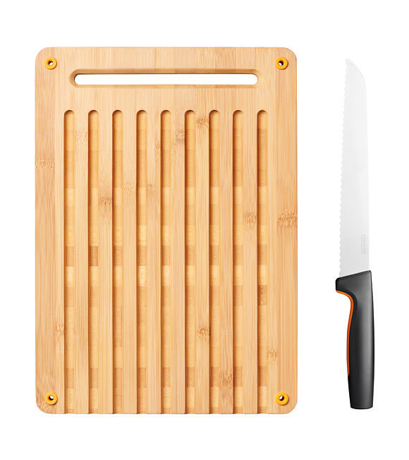Functional Form deska bambusowa i nóż do krojenia chleba FISKARS 1057551